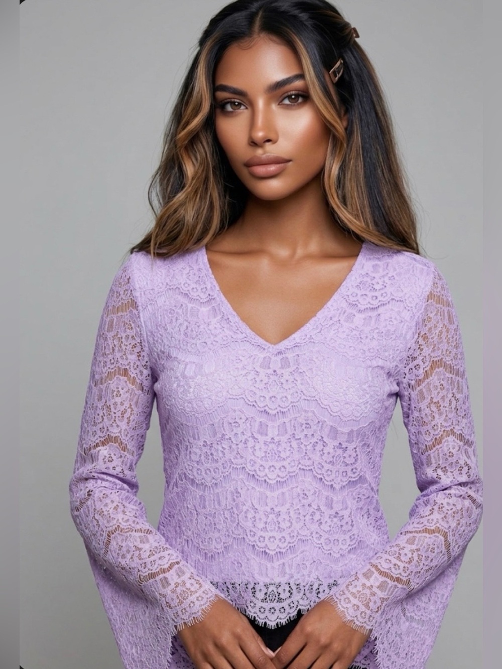 Ultra Flirt Lace Top Lilac size M